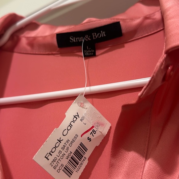 STRUT & BOLD SATIN BUTTON UP DRESS SIZE L NWT - Picture 2 of 3